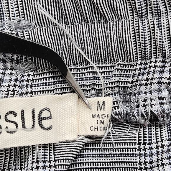 Essue Pants Womens M Black White Plaid Pull On Tapered Ankle Drawstring Preppy - Picture 5 of 12